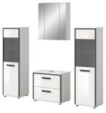 Badm�bel Set 4-teilig Telly in wei� Hochglanz und grau Badkombination 170 x 190 cm