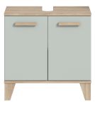 Waschbeckenunterschrank Luna in gr�n und Eiche Badezimmer Unterschrank skandinavisch 60 cm