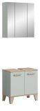 Badm�bel Set 2-teilig Luna in gr�n und Eiche Badkombination skandinavisch 60 x 190 cm
