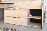 Parisot Kinder- und Jugendzimmer Milky in Eiche Jackson und schwarz Set 2-teilig mit Stauraumbett und Kleiderschrank