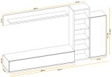 Wohnwand Lester in Grau und Wotan Eiche Schrankwand 240 cm, Push-to-Open