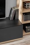 Wohnwand Lester in Grau und Wotan Eiche Schrankwand 240 cm, Push-to-Open