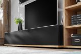Wohnwand Lester in Schwarz und Eiche, Schrankwand 240 cm mit Push-to-Open