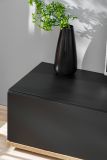 Wohnwand Lester in Schwarz und Eiche, Schrankwand 240 cm mit Push-to-Open