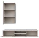 Wohnwand Metrik in Kaschmir mit Schwarz, Breite 180 - 250 cm, Push-to-Open-Funktion