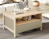 Couchtisch Finnes in Salbei und Eiche Beistelltisch skandinavisch 80 x 60 cm, Soft-Close