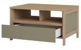 Couchtisch Finnes in Salbei und Eiche Beistelltisch skandinavisch 80 x 60 cm, Soft-Close