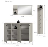 Garderobe Set 3-teilig Loreno in Kaschmir 196 x 192 cm