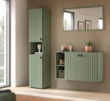 Flurkommode Loreno in Gr�n mit Rillen, Schuhschrank h�ngend 106 x 63 cm