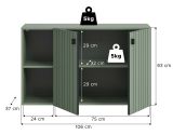 Flurkommode Loreno in Gr�n mit Rillen, Schuhschrank h�ngend 106 x 63 cm