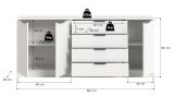 Sideboard Swan in wei� Kommode 185 x 80 cm