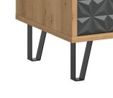 Sideboard Relief in Grau und Artisan Eiche, Kommode mit 3-D Struktur 169 x 76 cm, Vollauszug