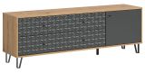 TV-Lowboard Relief in Grau und Artisan Eiche TV Unterteil mit 3-D Struktur 164 x 56 cm