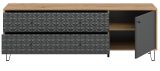 TV-Lowboard Relief in Grau und Artisan Eiche TV Unterteil mit 3-D Struktur 164 x 56 cm