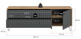 TV-Lowboard Relief in Grau und Artisan Eiche TV Unterteil mit 3-D Struktur 164 x 56 cm