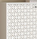 Sideboard Relief in Wei� Hochglanz, Kommode mit 3-D Struktur 169 x 76 cm, Vollauszug