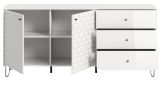 Sideboard Relief in Wei� Hochglanz, Kommode mit 3-D Struktur 169 x 76 cm, Vollauszug