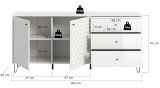 Sideboard Relief in Wei� Hochglanz, Kommode mit 3-D Struktur 169 x 76 cm, Vollauszug