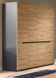 Kleiderschrank Cooper in Artisan Eiche und grau Dreht�renschrank 4-t�rig 180 cm, Soft-Close