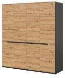 Kleiderschrank Cooper in Artisan Eiche und grau Dreht�renschrank 4-t�rig 180 cm, Soft-Close