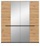 Kleiderschrank Cooper in Artisan Eiche und grau Dreht�renschrank 4-t�rig mit Spiegel 180 cm, Soft-Close