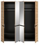 Kleiderschrank Cooper in Artisan Eiche und grau Dreht�renschrank 4-t�rig mit Spiegel 180 cm, Soft-Close