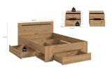 Schlafzimmer Set 3-teilig Cooper in Artisan Eiche und grau mit Bett Liegefl�che 140 x 200 cm und 2x Nachttisch