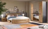 Schlafzimmer Set 3-teilig Cooper in Artisan Eiche und grau mit Bett Liegefl�che 180 x 200 cm und 2x Nachttisch