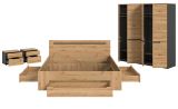 Schlafzimmer Set 4-teilig Cooper in Artisan Eiche und grau mit Kleiderschrank, Bett und 2x Nachttisch, Soft-Close