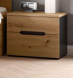Schlafzimmer Set 4-teilig Cooper in Artisan Eiche und grau mit Kleiderschrank, Bett und 2x Nachttisch, Soft-Close