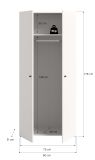 Kleiderschrank Carter in wei� Dreht�renschrank 2-t�rig 80 x 176 cm