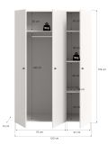 Kleiderschrank Carter in wei� Dreht�renschrank 3-t�rig 120 x 176 cm