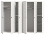 Kleiderschrank Carter in wei� Dreht�renschrank 6-t�rig 240 x 176 cm