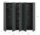 Kleiderschrank Carter in grau Dreht�renschrank 5-t�rig 200 x 176 cm