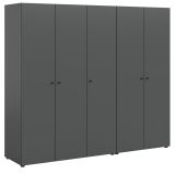 Kleiderschrank Carter in grau Dreht�renschrank 5-t�rig 200 x 176 cm