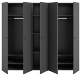 Kleiderschrank Carter in grau Dreht�renschrank 5-t�rig 200 x 176 cm
