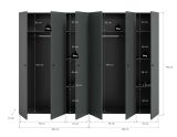 Kleiderschrank Carter in grau Dreht�renschrank 6-t�rig 240 x 176 cm