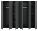 Kleiderschrank Carter in grau Dreht�renschrank 6-t�rig 240 x 176 cm