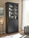 Vitrine Filmore in Schwarz matt und Eiche Landhaus 86 x 200 cm, Soft-Close