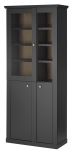 Vitrine Filmore in Schwarz matt und Eiche Landhaus 86 x 200 cm, Soft-Close