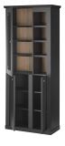 Vitrine Filmore in Schwarz matt und Eiche Landhaus 86 x 200 cm, Soft-Close