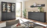 Buffet Filmore in Schwarz matt und Eiche Landhaus 158 x 201 cm, Soft-Close