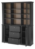 Buffet Filmore in Schwarz matt und Eiche Landhaus 158 x 201 cm, Soft-Close