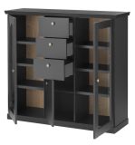 Highboard Filmore in Schwarz matt und Eiche Landhaus 129 x 117 cm, Soft-Close