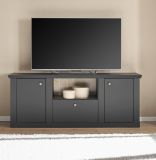 TV-Lowboard Filmore in Schwarz matt und Eiche Landhaus 158 x 62 cm, Soft-Close und Komforth�he