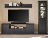 Wohnwand Filmore in Schwarz matt und Eiche Landhaus 270 x 200 cm, Soft-Close