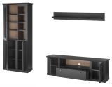 Wohnwand Filmore in Schwarz matt und Eiche Landhaus 301 x 200 cm, Soft-Close