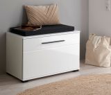 Garderobe Sitzbank Design-D in wei� Hochglanz 80 x 50 cm mit Soft-Close