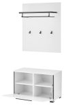 Garderobe Set 3-teilig Design-D in Wei� Hochglanz 80 x 200 cm, Soft-Close