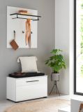 Garderobe Set 3-teilig Design-D in Wei� Hochglanz 80 x 200 cm, Soft-Close